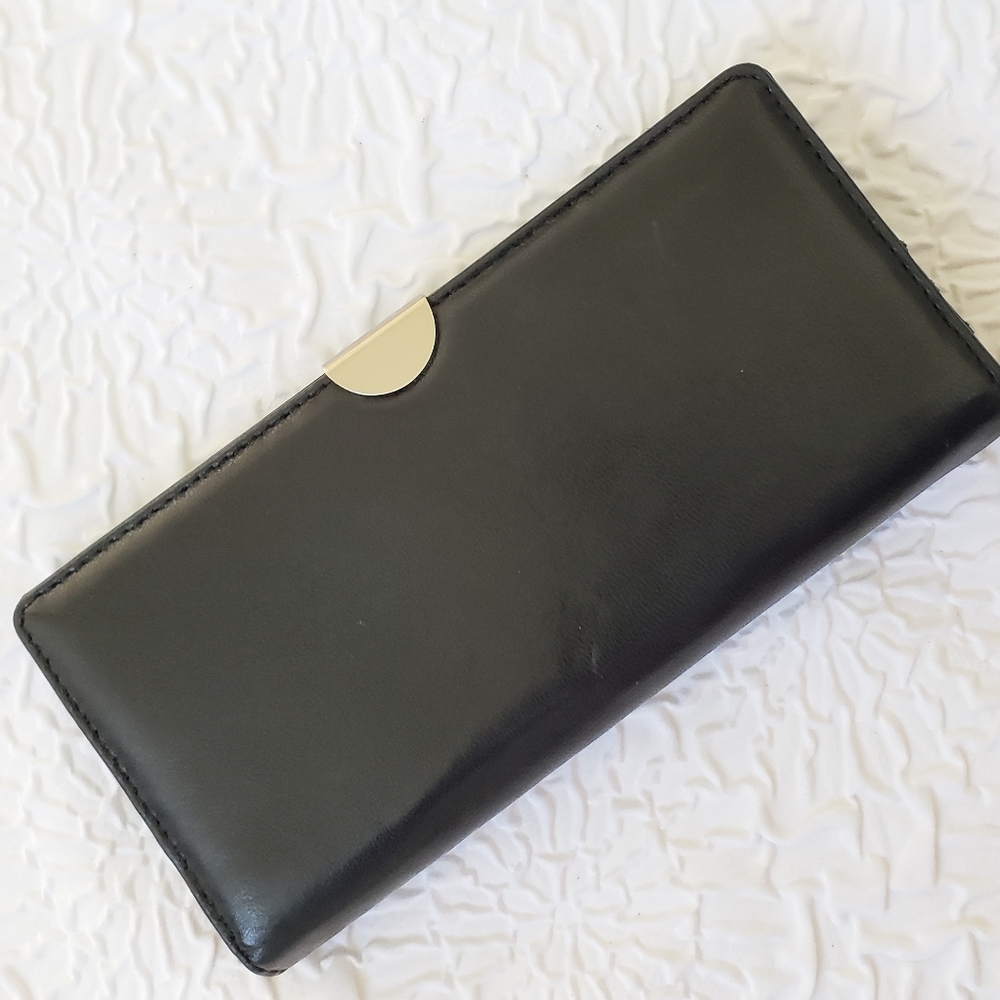 Safe Keeper long bifold genuine leather black wallet !